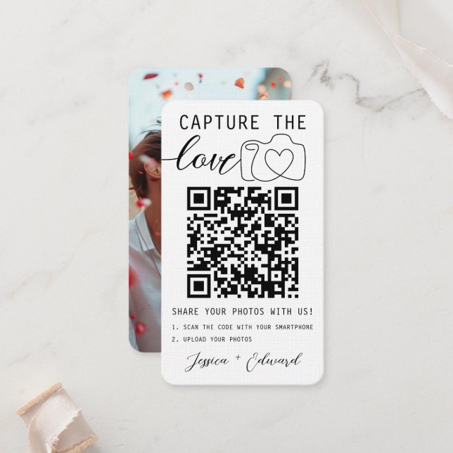 Tarjeta De Mesa Captura El Boda Moderno De Love Qr Code (Anverso/Reverso In Situ)