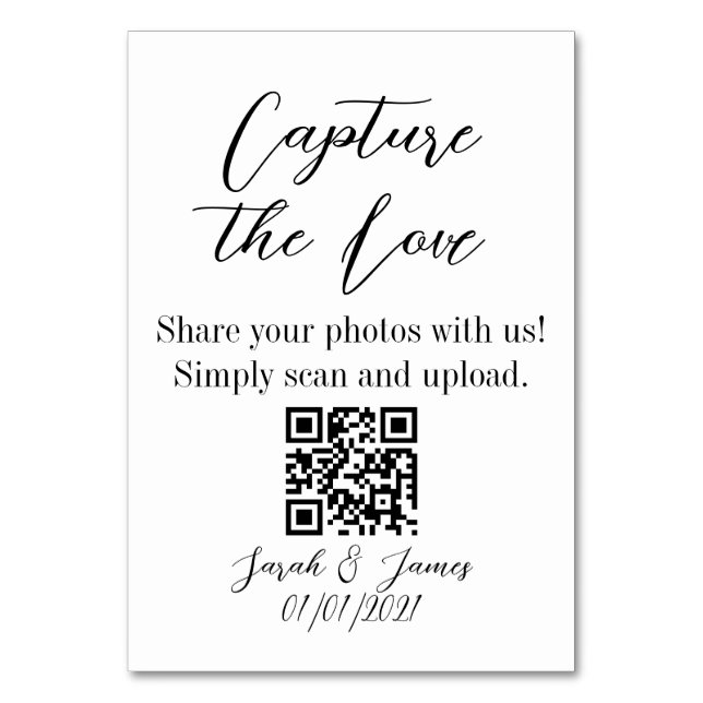 Tarjeta De Mesa Capturar el signo de tabla de código QR del Boda d (Anverso)