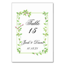Tarjeta De Mesa Capullos rosados en boda de hiedra verde