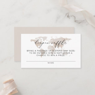 Tarjeta De Mesa CARMEN Beige Map Adventure Diaper Raffle Ticket