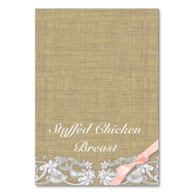 Tarjeta De Mesa Carpas de comida de encaje y de remolque de Rubor (Anverso)