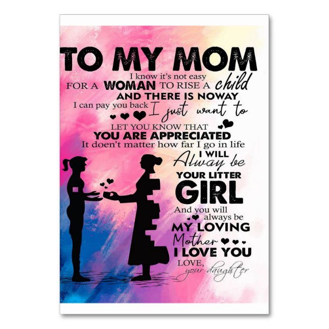 Tarjeta De Mesa Carta Adorable A Mamá | Encantador Regalo A Mi Mam (Anverso)