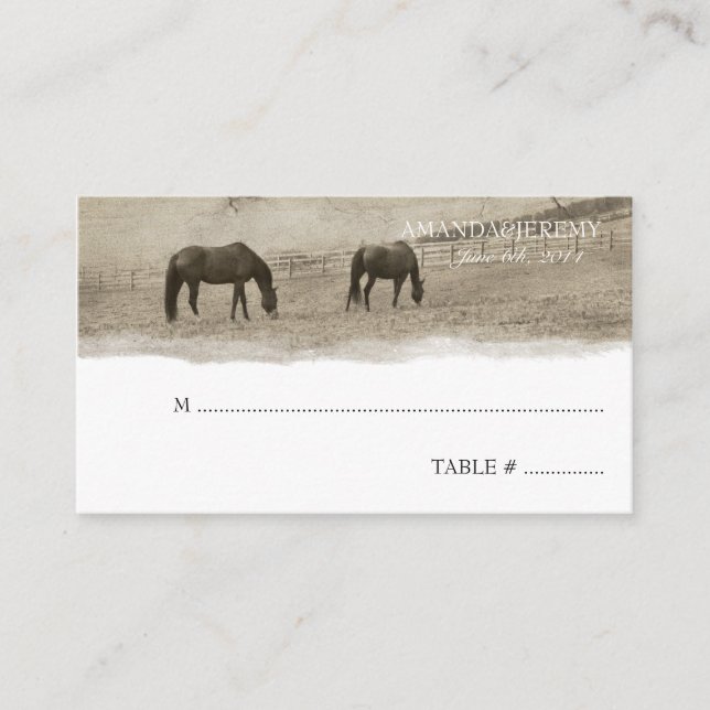 Tarjeta De Mesa Cartas de asiento rústicas para la granja de cabal (Anverso)