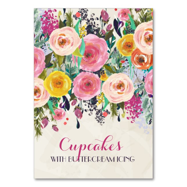 Tarjeta De Mesa Cartas de carpas de comida floral (Anverso)