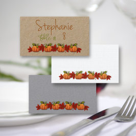 Tarjeta De Mesa Cartas de Fall Place Pumpkins Hojas Rojas