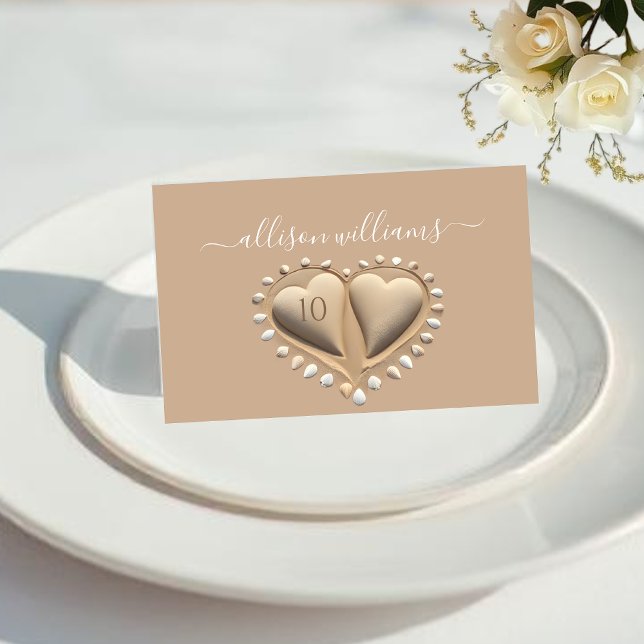 Tarjeta De Mesa Cartas de la arena de la boda de la playa (Beach Wedding Sand Hearts-Place Cards plain)