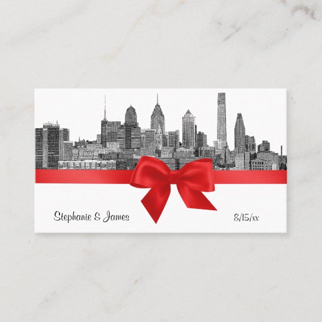 Tarjeta De Mesa Cartas de la Plaza Roja de Philadelphia Skyline Et (Anverso)