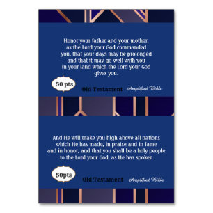 Tarjeta De Mesa Cartas de las escrituras de honor