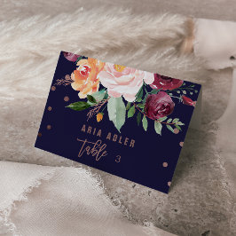 Tarjeta De Mesa Cartas de Lugar de Escort Gold Rosa Floral de otoñ