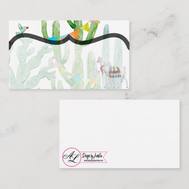 Tarjeta De Mesa Cartas de lugar en blanco Boho Llama Desierto de C (Anverso / Reverso)