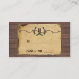Tarjeta De Mesa Cartas de lugares Bodas de herraduras rústicas en 