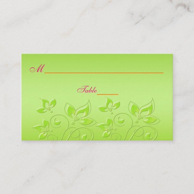 Tarjeta De Mesa Cartas de lugares florales rosas, Naranjas y limon (Anverso)