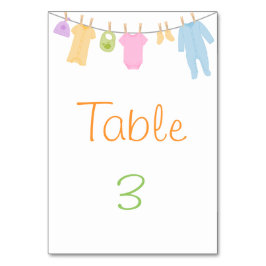 Tarjeta De Mesa Cartas de mesa de Baby Shower para ropa pequeña