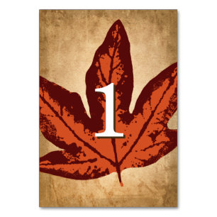 Tarjeta De Mesa Cartas de mesa de hojas de otoño   Bodas de otoño 