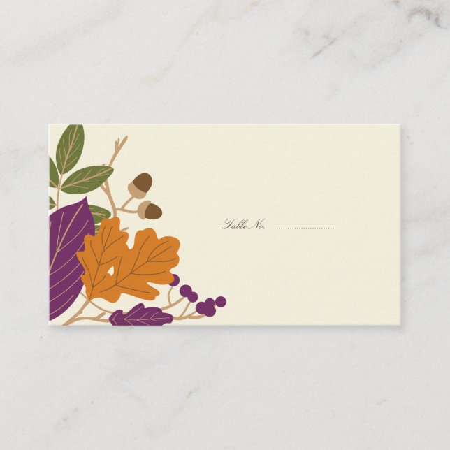 Tarjeta De Mesa Cartas de mesa de invitados de la boda de otoño y  (Anverso)