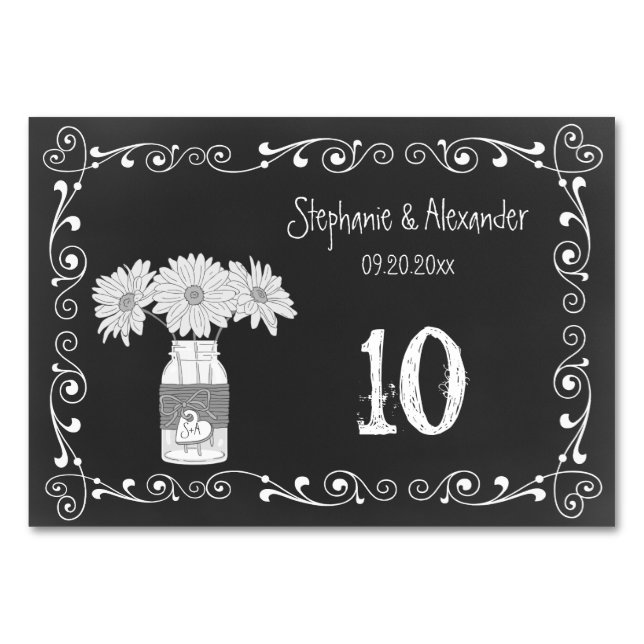 Tarjeta De Mesa Cartas de mesa del Boda Chalkboard Mason Jar (Anverso)