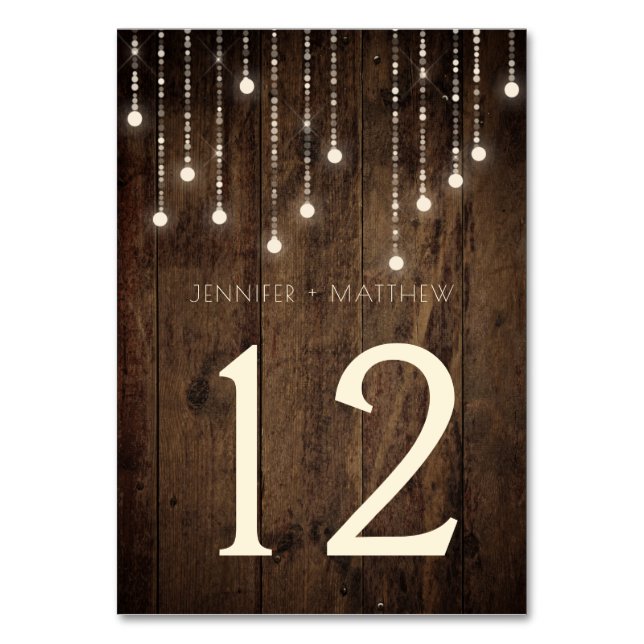 Tarjeta De Mesa Cartas de mesa para las luces de hadas de madera d (Anverso)
