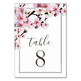 Tarjeta De Mesa Cartas de número de tabla de Boda rosa con flores