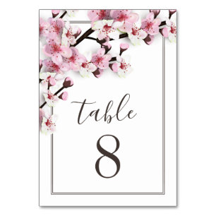 Tarjeta De Mesa Cartas de número de tabla de Boda rosa con flores