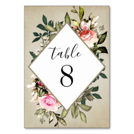 Tarjeta De Mesa Cartas de número de tabla del Boda de vegetación d