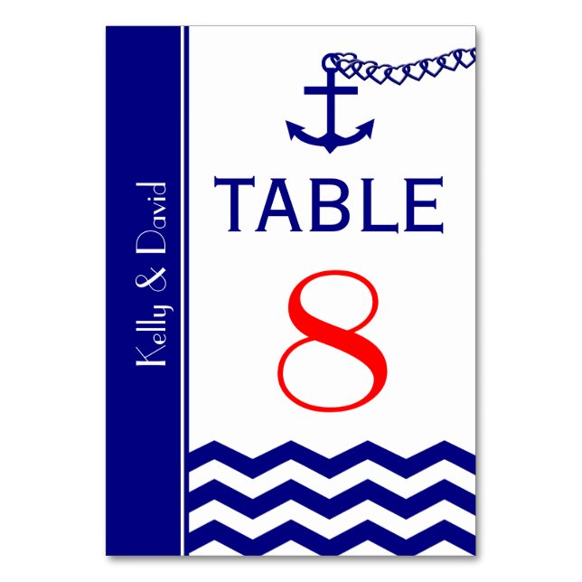 Tarjeta De Mesa Cartas de números de tabla de Bodas azules de la M (Anverso)