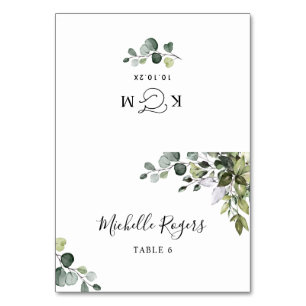 Tarjeta De Mesa Cartas de plaza de Boda de vegetación rústica dobl