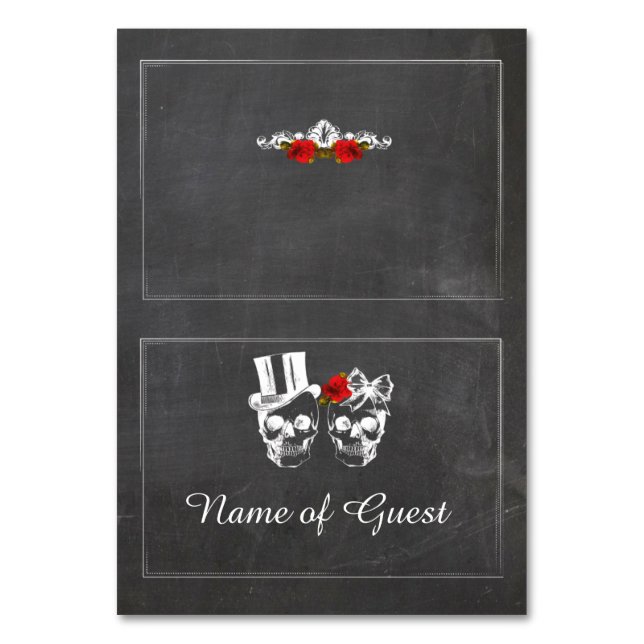 Tarjeta De Mesa Cartas De Tabla Nombre De La Llamada De Calavera D (Anverso)