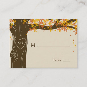 Tarjeta De Mesa Cartas planas de la casa de bodas de roble
