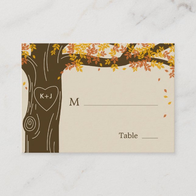 Tarjeta De Mesa Cartas planas de la casa de bodas de roble (Anverso)
