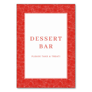 Tarjeta De Mesa Cartel de barra de postres de remolino rojo festiv