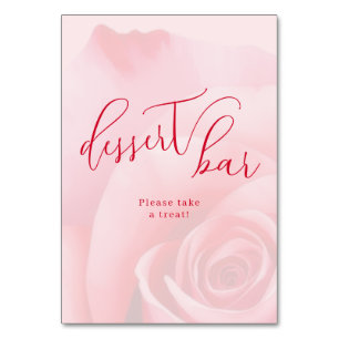 Tarjeta De Mesa Cartel de barra de postres floral rosa romántico