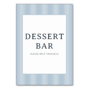 Tarjeta De Mesa Cartel de barra de postres minimalista azul calmad