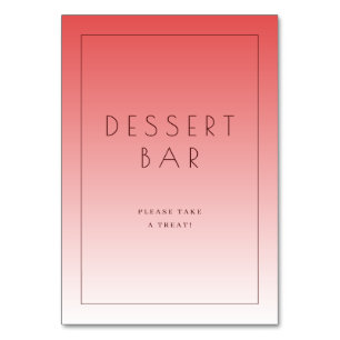 Tarjeta De Mesa Cartel de barra de postres minimalista de coral cá