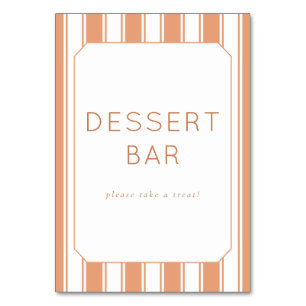 Tarjeta De Mesa Cartel de barra de postres minimalista de melocotó