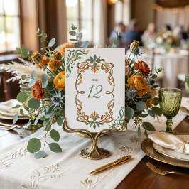 Tarjeta De Mesa Cartel de Boda Art Nouveau Elegante Floral
