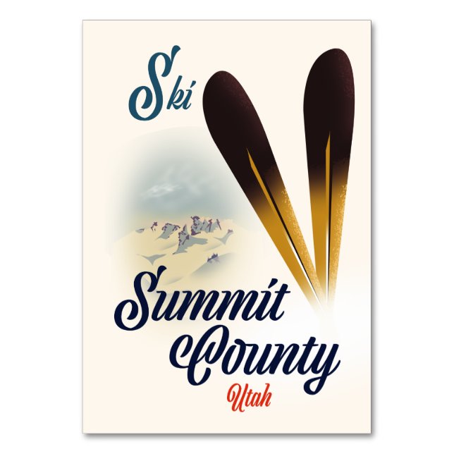Tarjeta De Mesa Cartel de esquí del condado de Summit, Utah. (Anverso)