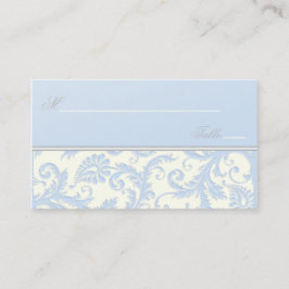 Tarjeta De Mesa Carteles de damasco de marfil y azul