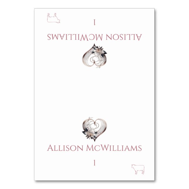 Tarjeta De Mesa Cartucho boda-Carne Icono-Corazón rosado (Anverso)