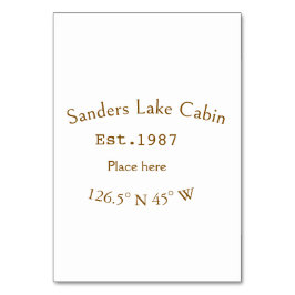 Tarjeta De Mesa Casa del lago. Fecha año personalizado coordenadas
