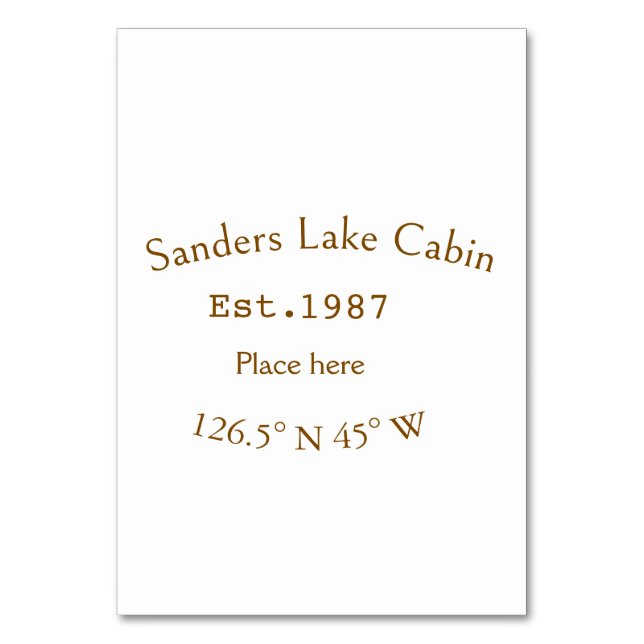 Tarjeta De Mesa Casa del lago. Fecha año personalizado coordenadas (Anverso)