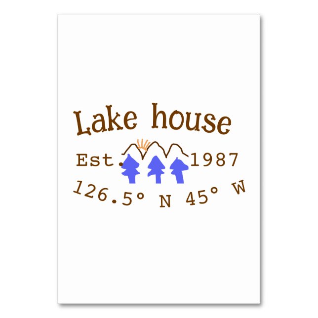 Tarjeta De Mesa Casa del lago. Fecha año personalizado coordenadas (Anverso)