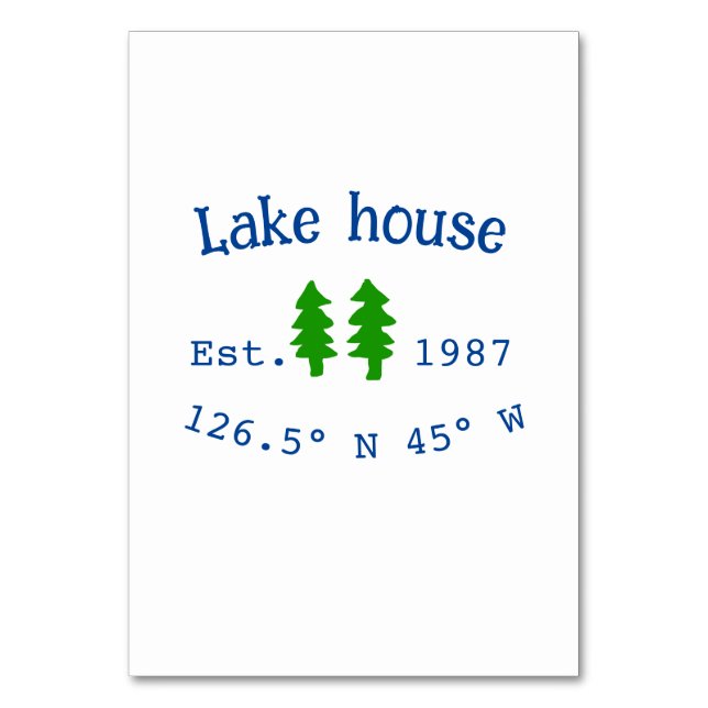 Tarjeta De Mesa Casa del lago. Fecha año personalizado coordenadas (Anverso)