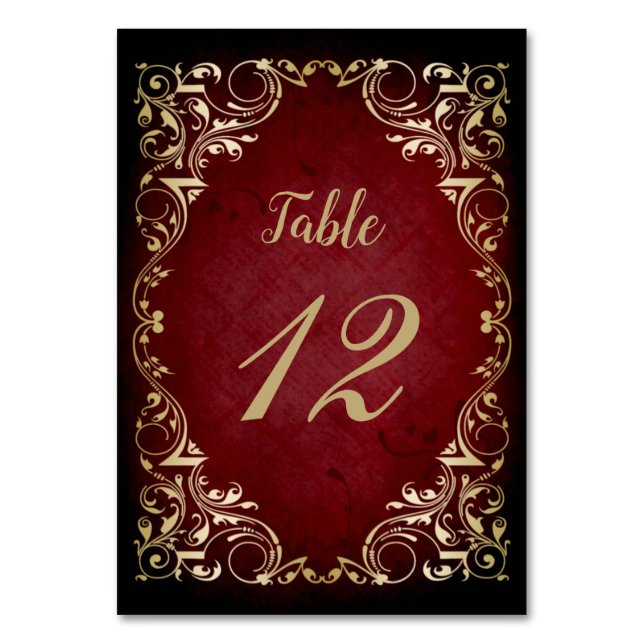 Tarjeta De Mesa casamiento rústico rojo de invierno (Anverso)