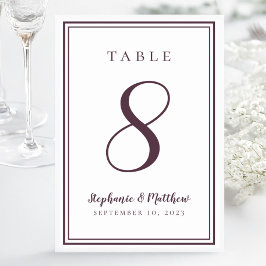 Tarjeta De Mesa Cassis Boda púrpura Moda simple moderna