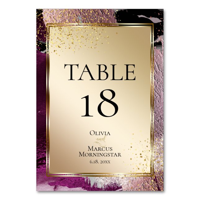 Tarjeta de mesa | Cassis de Merlot de oro Estroque (Anverso)