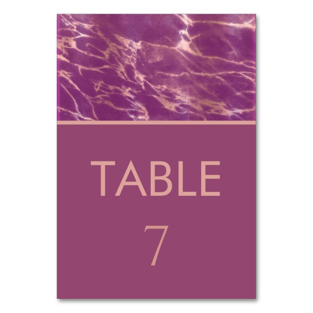 Tarjeta De Mesa Cassis rosa de mármol dorado romántico elegante (Anverso)