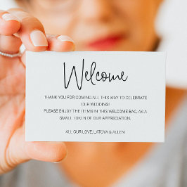 Tarjeta De Mesa Casual Boda de escritura a mano Bienvenida Cesta d