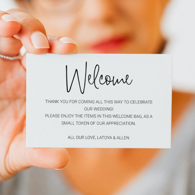 Tarjeta De Mesa Casual Boda de escritura a mano Bienvenida Cesta d (Subido por el creador)