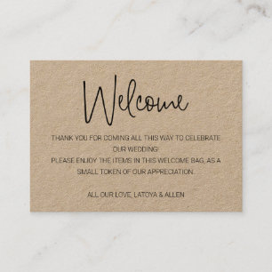 Tarjeta De Mesa Casual Rústico Boda Bienvenida Cesta de Bolsa de R