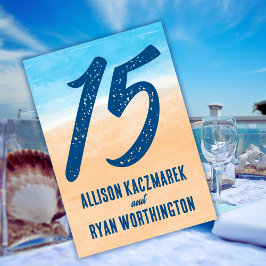Tarjeta De Mesa Casual Watercolor Beach Wedding